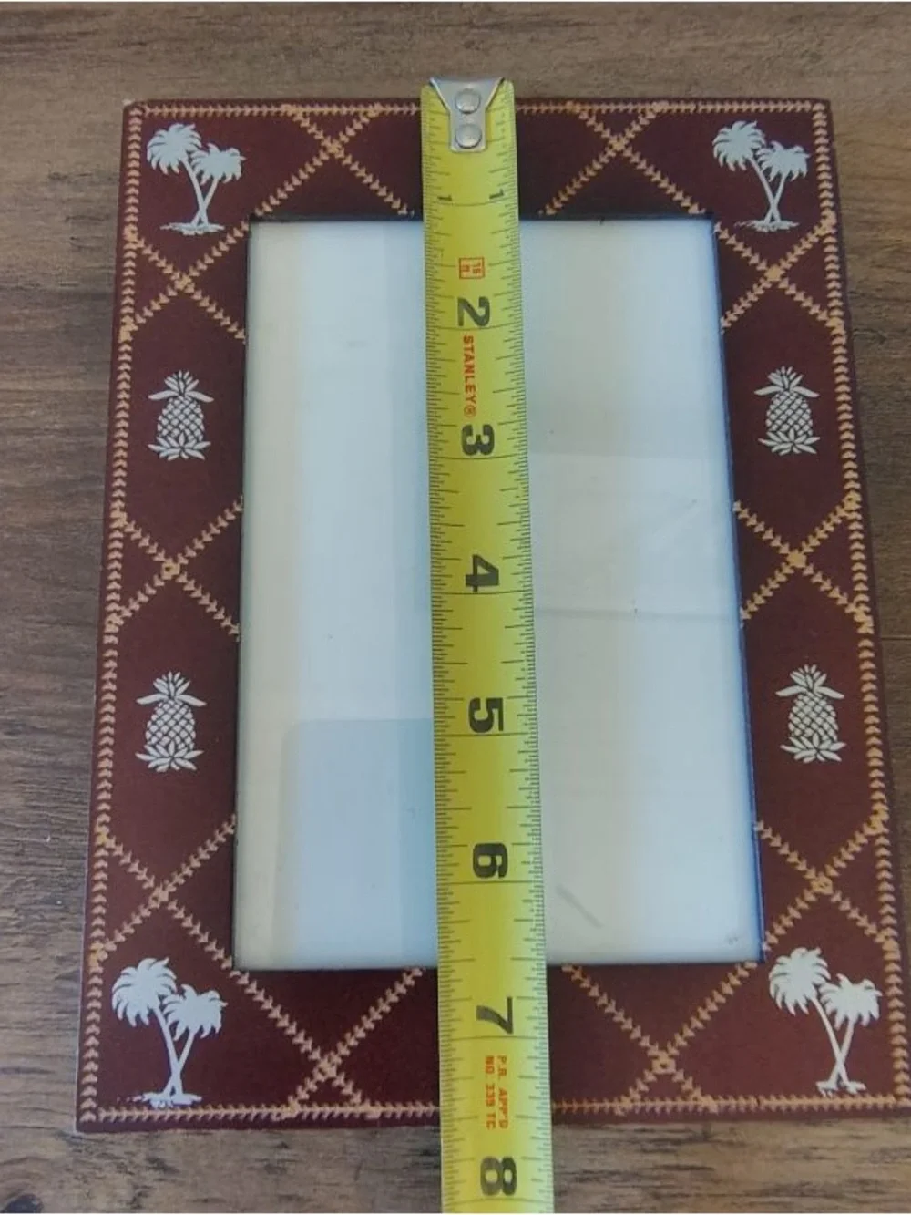 Vtg 90s Beach Theme Brown Picture Frame Pineapple Palm Tree Taiwan 4x6